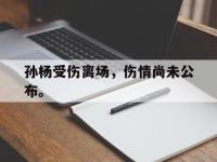 金年会体育-孙杨受伤离场，伤情尚未公布。